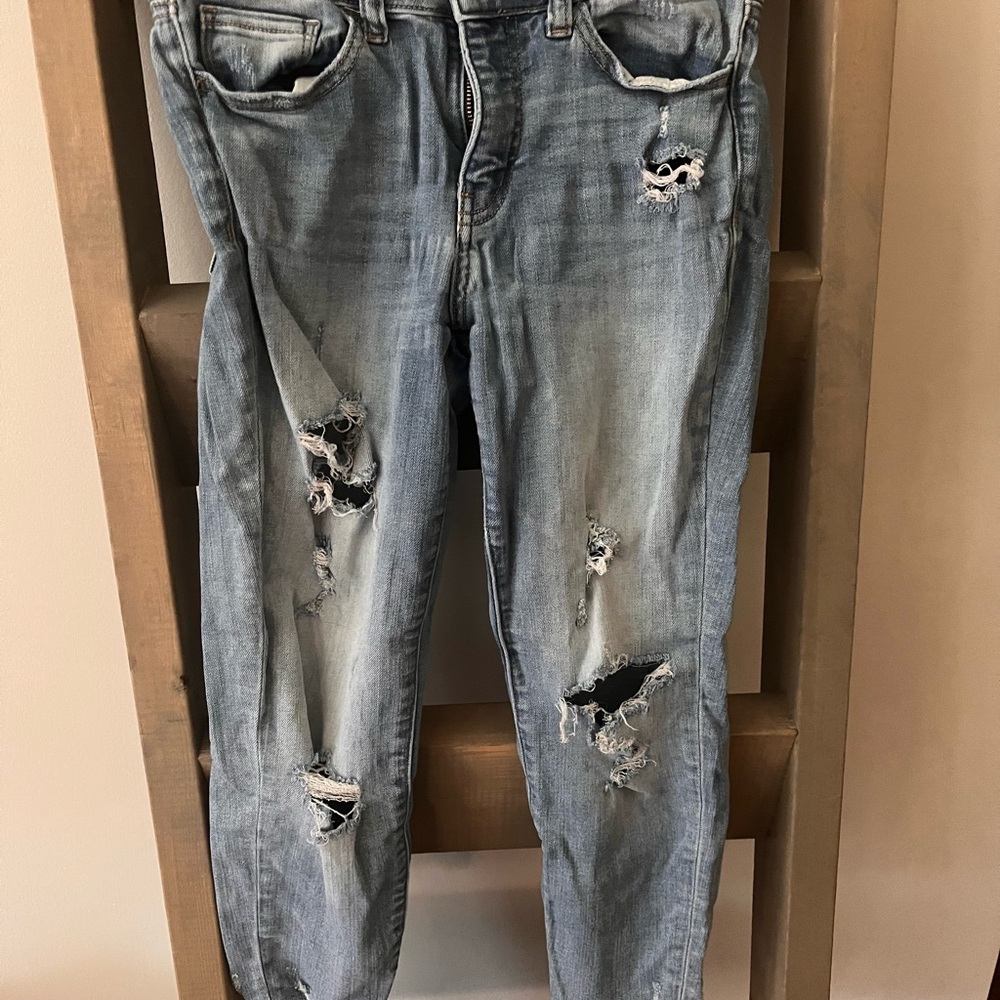 Distressed Blue Jeans